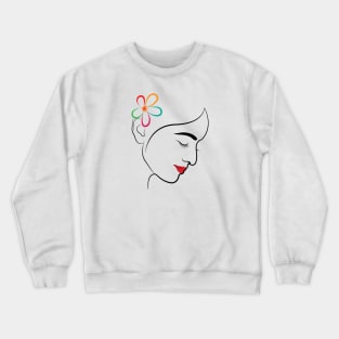 girl with flower Crewneck Sweatshirt